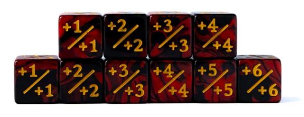 10 Piece Counter Dice D6 - Fire + Plus